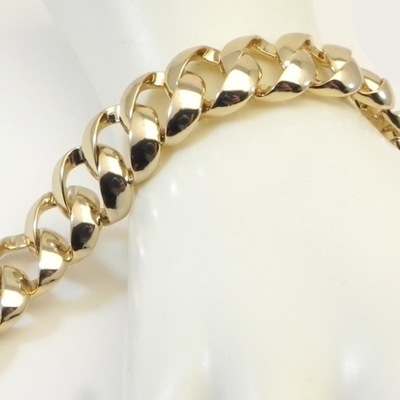 Gold Tone Cuban cast High Polished Link Bracelet - Picture 3 of 4